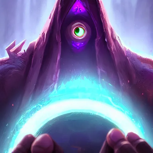 Prompt: glowing eye with fingers floating, an eye in the centered of the hand, eye, violet theme, bright art masterpiece artstation. 8 k, sharp high quality artwork in style of jose daniel cabrera pena and greg rutkowski, concept art by tooth wu, blizzard warcraft artwork, hearthstone card game artwork, magic eye