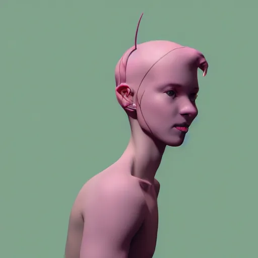 Image similar to born again christian tiktok influencer jumping and talking about how aliens are real only if you eat crayons because they see the phosphorescence in your boddy, in the style of james jean, artstation trending, 8 k, 3 d render, photorealistic, volumetric lighting caustics, pink