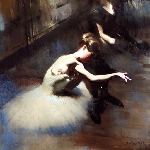 Prompt: ballerinas, by jeremy mann, anders zorn.