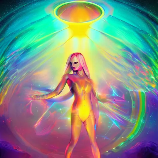 Image similar to cinemati, epic, kim petras psychedelic album cover, out of this world, interdimensional, artstation, cgsociety