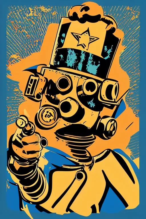 Image similar to fallout 7 6 retro futurist illustration art by butcher billy, sticker, colorful, illustration, highly detailed, simple, smooth and clean vector curves, no jagged lines, vector art, smooth andy warhol style