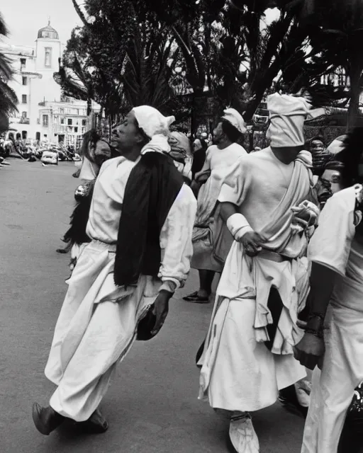 Image similar to Award winning reportage photo of Monegasque Natives wearing traditional garb by Garry Winogrand and Dian Arbus, 85mm ND 5, perfect lighting, gelatin silver process