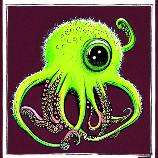 Image similar to a tennis ball monsters, octopus, colorful, digital art, fantasy, magic, trending on artstation, ultra detailed, professional illustration by basil gogos