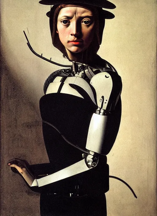 Image similar to a portrait of a cyborg by Caravaggio