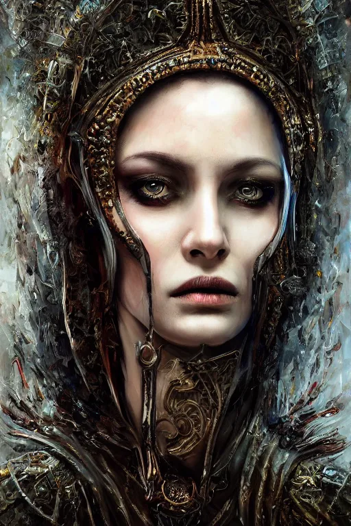 Prompt: single face portrait. very complex hyper-maximalist overdetailed cinematic darkfantasy portrait of an elegant very attractive but dangerous and wild female ent lady by andrei riabovitchev, tomasz alen kopera, oleksandra shchaslyva. Omnious intricate. Focus on face. Artstation. Deviantart. 8k 4k 64megapixel. Rendered by binx.ly. discodiffusion style portrait.