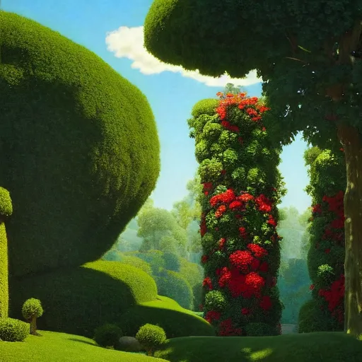 Prompt: a vertical garden in the sky, with long fluffy trees, green foliage and side lighting, ultra realistic, masterpiece painted by maxfield parrish, jc leyendecker and hopper, flemish baroque, classical realism, chiaroscuro, unreal engine, 8 k