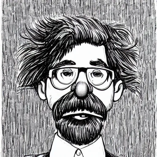 Image similar to a portrait drawing of Elmo drawn by Robert Crumb