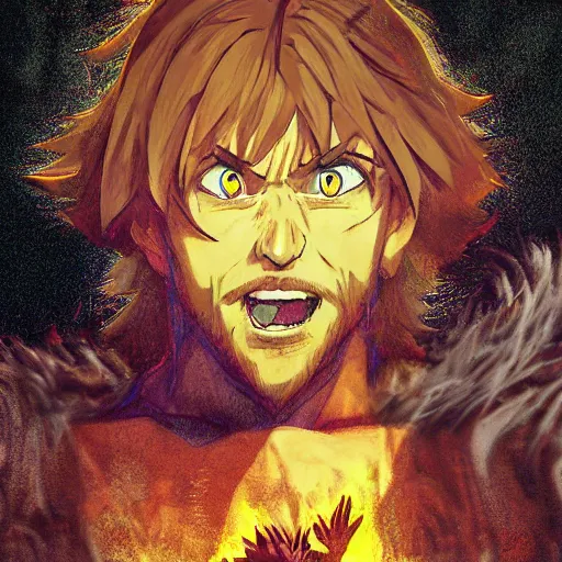 Image similar to shaggy from scooby doo reaching power level over 9000, au naturel, hyper detailed, digital art, trending in artstation, cinematic lighting, studio quality, smooth render, unreal engine 5 rendered, octane rendered, art style by klimt and nixeu and ian sprigger and wlop and krenz cushart