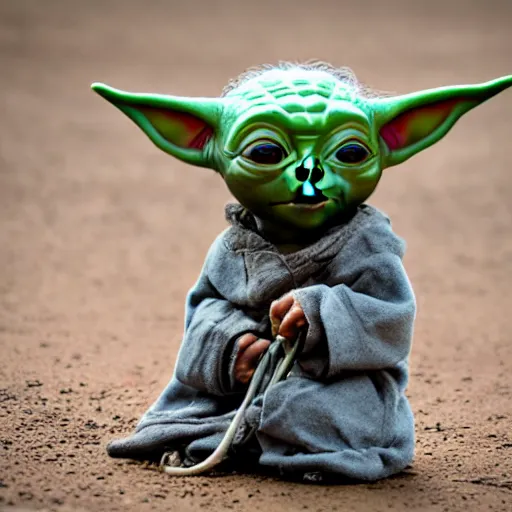 Prompt: Baby Yoda, dlsr photo