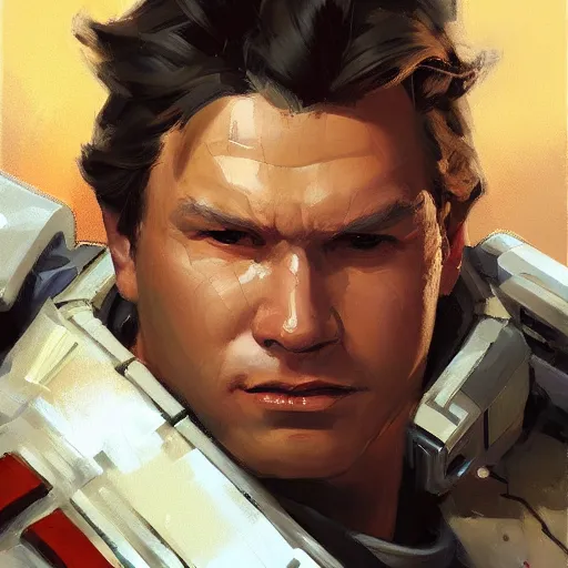 Image similar to greg manchess portrait painting of armored han solo as overwatch character, medium shot, asymmetrical, profile picture, organic painting, sunny day, matte painting, bold shapes, hard edges, street art, trending on artstation, by huang guangjian and gil elvgren and sachin teng