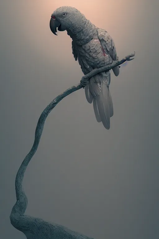 Image similar to parrot, ethereal, extremely high detail, photorealistic, cinematic lighting, artstation, octane render, art by Zdzisław Beksiński