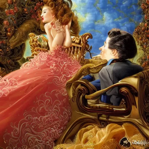 Image similar to Funny Soul, Realistic, Regal, Refined, Detailed Digital Art, Michael Cheval, Walt Disney (1937), François Boucher, Oil Painting, Steampunk, Highly Detailed, Cinematic Lighting, Unreal Engine, 8k