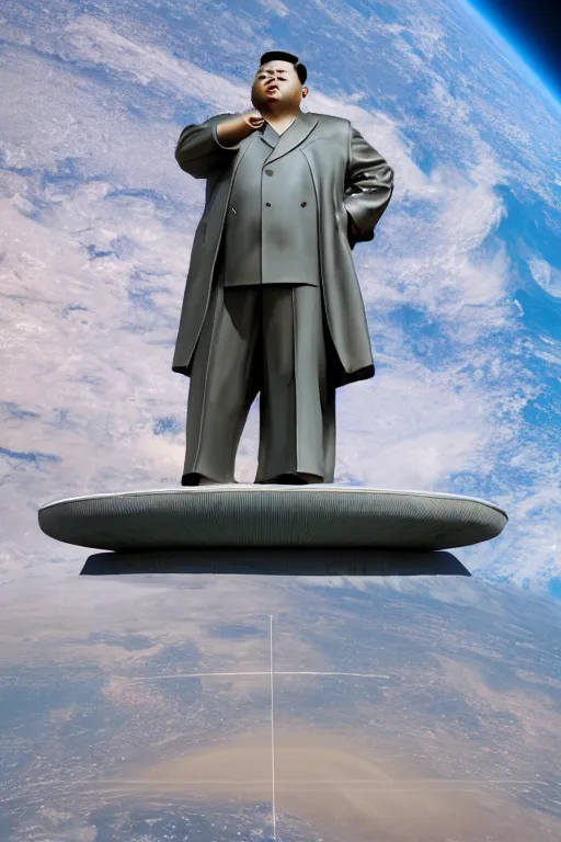 Image similar to a gigantic statue of kim jong un, nasa space photography, hubble telescope photoshot, symmetry, awesome exposition, very detailed, highly accurate, 8 k, sense of awe, aerial photography from the orbit