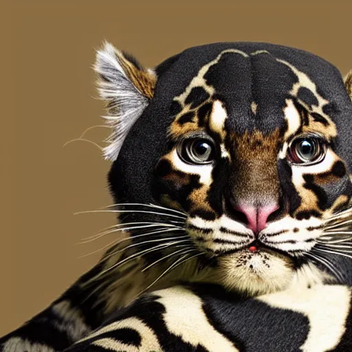 Prompt: a clouded leopard wearing a flat cap, national geographic, highly detailed