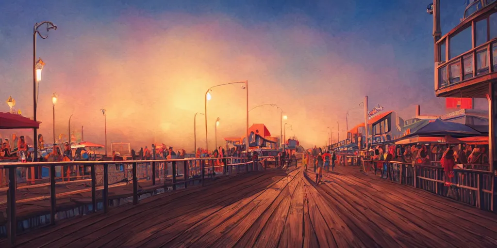 Prompt: a new jersey boardwalk, illustration, digital art, trending on artstation, hd, 8 k, good lighting, beautiful, masterpiece