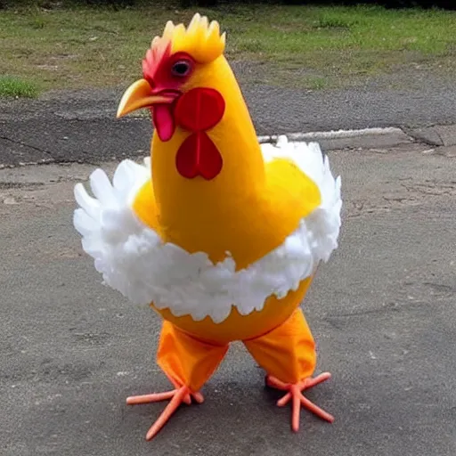 Image similar to chicken dressed as an inmate