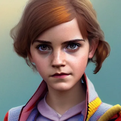 Image similar to Emma Watson as a toy in Toy Story 3, intricate, highly detailed, digital painting, artstation, concept art, sharp focus, illustration, art by greg rutkowski and alphonse mucha