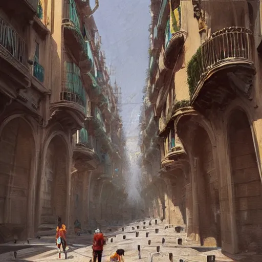 Prompt: barcelona spain geog darrow greg rutkowski