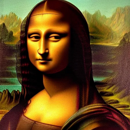 Image similar to beautiful painting of a dark skinned Mona Lisa