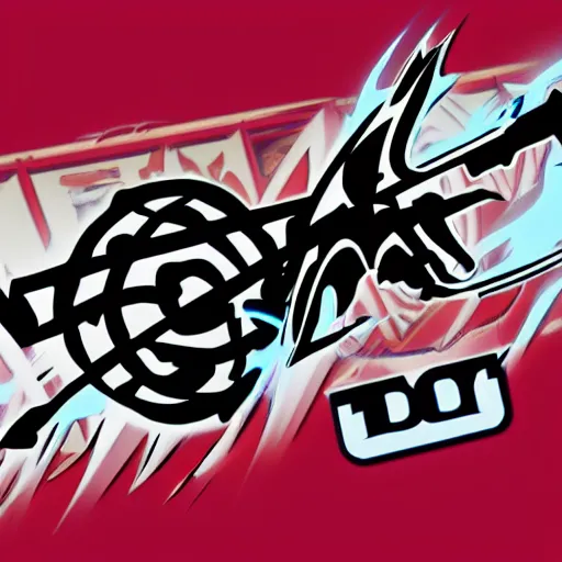 Image similar to modern logo, simplified, railgun, anime.