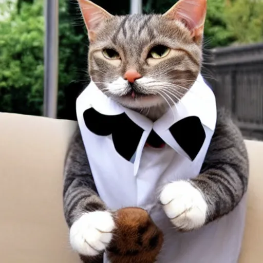 Image similar to cat wearing a suit with a cigar on his mouth