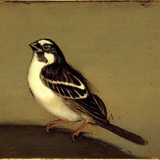 Prompt: a sparrow, by Goya, oil on canvas