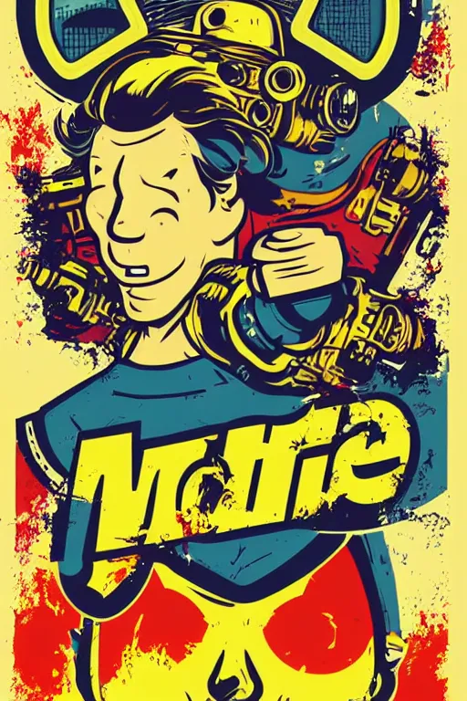 Image similar to fallout 7 6 retro futurist illustration art by butcher billy, sticker, colorful, illustration, highly detailed, simple, smooth and clean vector curves, no jagged lines, vector art, smooth andy warhol style