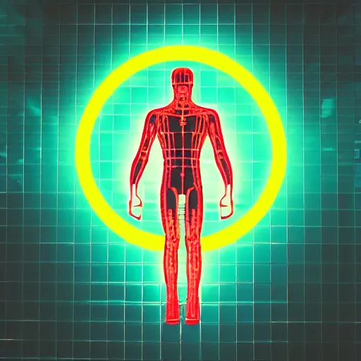 Image similar to vaccine man, portrait, vaporwave, synthwave, neon, vector graphics, cinematic, volumetric lighting, f 8 aperture, cinematic eastman 5 3 8 4 film, photorealistic