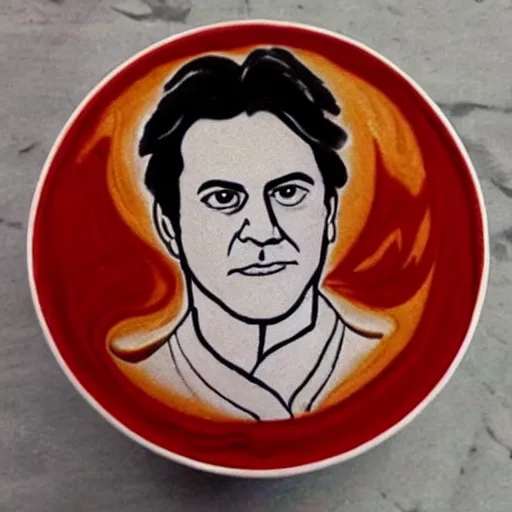 Prompt: imran khan in cappuccino art