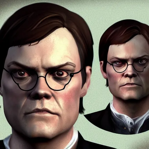 Image similar to dwight schrute in dishonored concept art