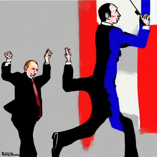 Image similar to retarded putin, expressionism