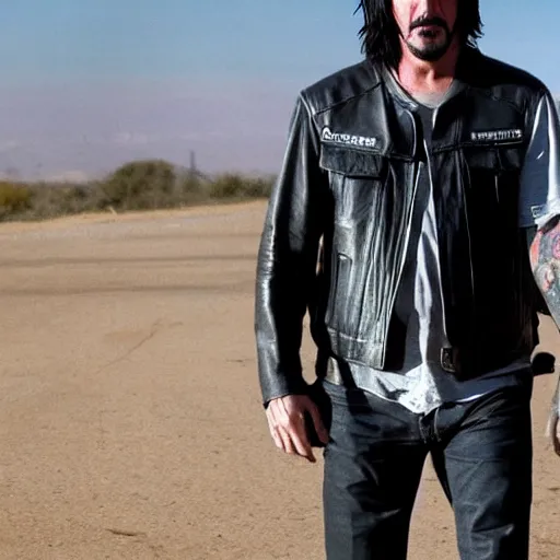 Image similar to Keanu Reeves in Sons of anarchy very detail4K quality super realistic