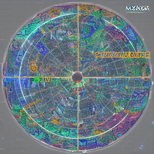 Prompt: very detailed unbalance asymmetrical GIS map of cosmic ancient high technology cities, avoid symmetry, broken google maps, open street maps, maxar, astral, 8K, cinematic, generative art, antialiasing, total eclipse, microbiology, circuit, psychic, octane