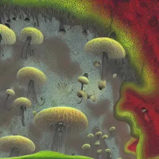 Image similar to surreal fungal cave