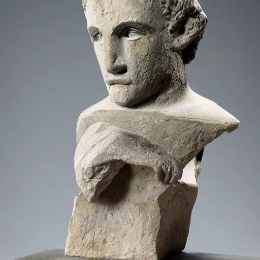 Image similar to photo of fragmented greek sculpture of Sherek