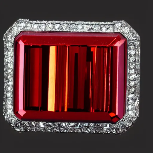 Image similar to a metallic crystal wearing red band, 4K HD, Y2K