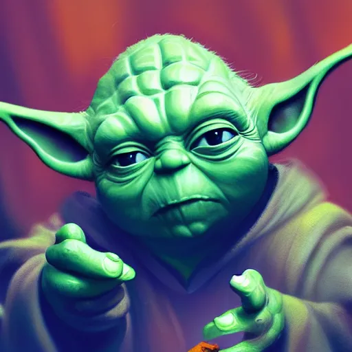 Prompt: Yoda eating blue cookies, hyperdetailed, artstation, cgsociety, 8k