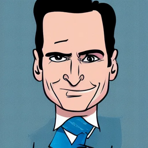 Image similar to patrick bateman, cartoon, simple, cute