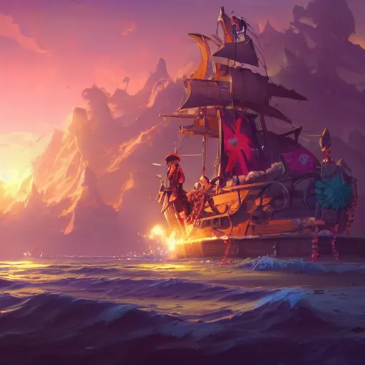 Image similar to annual pirates board meeting, cgsociety, fantasy art, 2 d game art, concept art, heavenly lighting, retrowave, behance hd, concept art by jesper ejsing, by rhads, makoto shinkai cyril rolando, madgwick, cory loftis, anime studio and pixar animation studio and disney