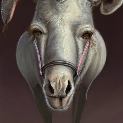 Prompt: Portrait of a weed smoking donkey, digital painting, highly detailed, fantasy, artstation, concept art, smooth, sharp focus, illustration