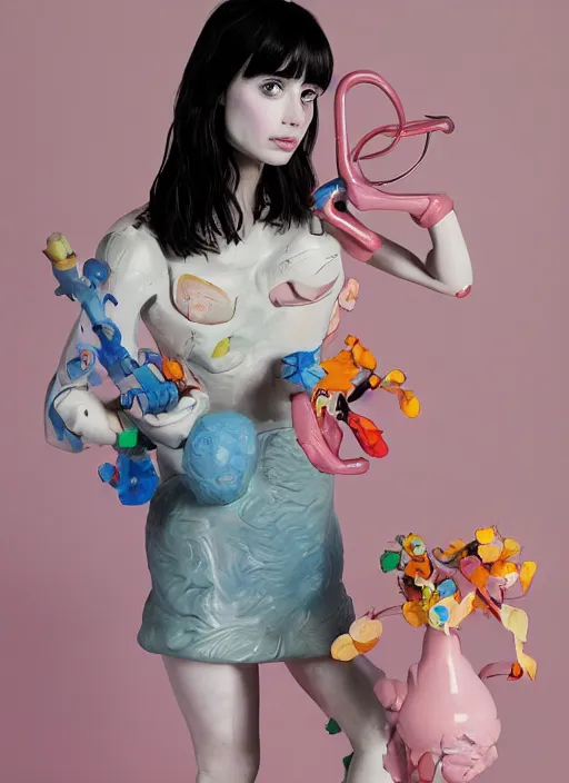 Prompt: studio photograph of a contemporary ceramic sculpture of a modular quirky emma roberts krysten ritter by hikari shimoda and jack gaughan