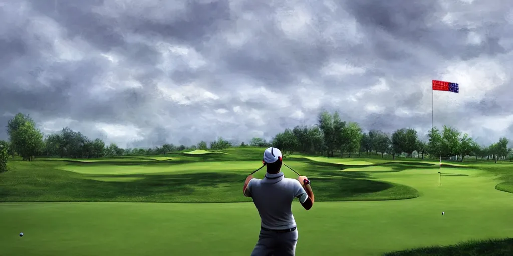 Prompt: most amazing golf shot, digital art, artstation