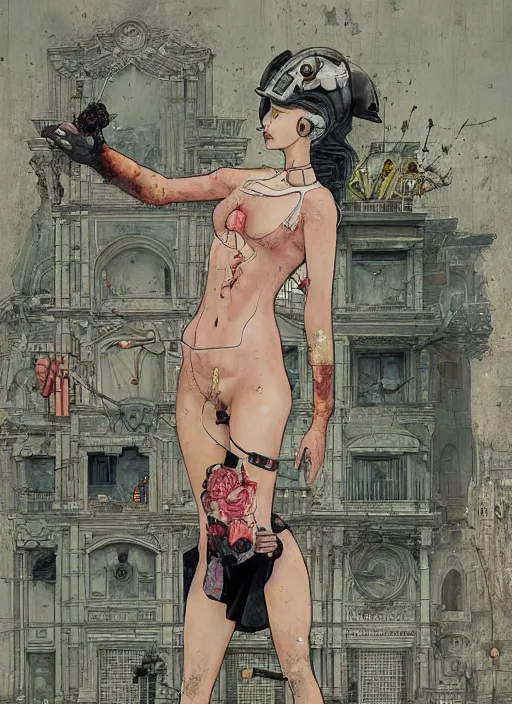 Image similar to sponge bob, eun emerging from renaissance italy into a cyberpunk mutiversal realm by conrad roset, nicola samuri, dino valls, m. w. kaluta, jakub rebelka, rule of thirds, seductive look, beautiful