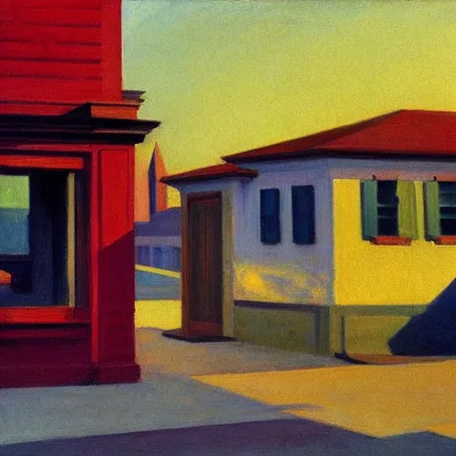 Prompt: morning sun, painting by edward hopper