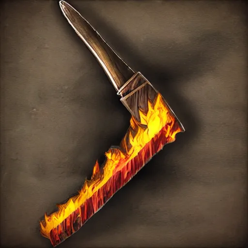 Image similar to item art of a firey , double-headed axe