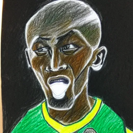 Image similar to 7 year old crayon drawing, celtics kevin garnett smoking