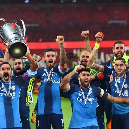 Image similar to koke resurreccion lifting the champions league throphy