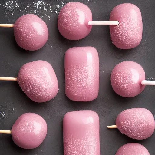 Image similar to bubble shaped powdered turkish delight lollies award winning food photography