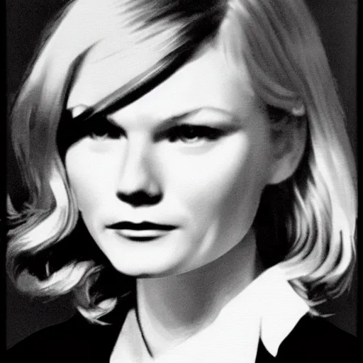 Prompt: 1-bit vintage computer portrait of kirsten dunst