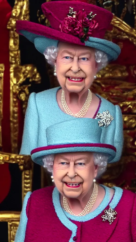 Image similar to queen elizabeth tiktok live stream screenshot